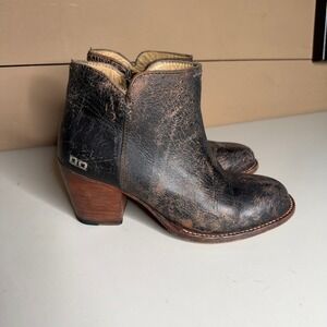 Bed Stu Manchester II Distressed Black Tan Leather Ankle Boots 7.5 8903 16216